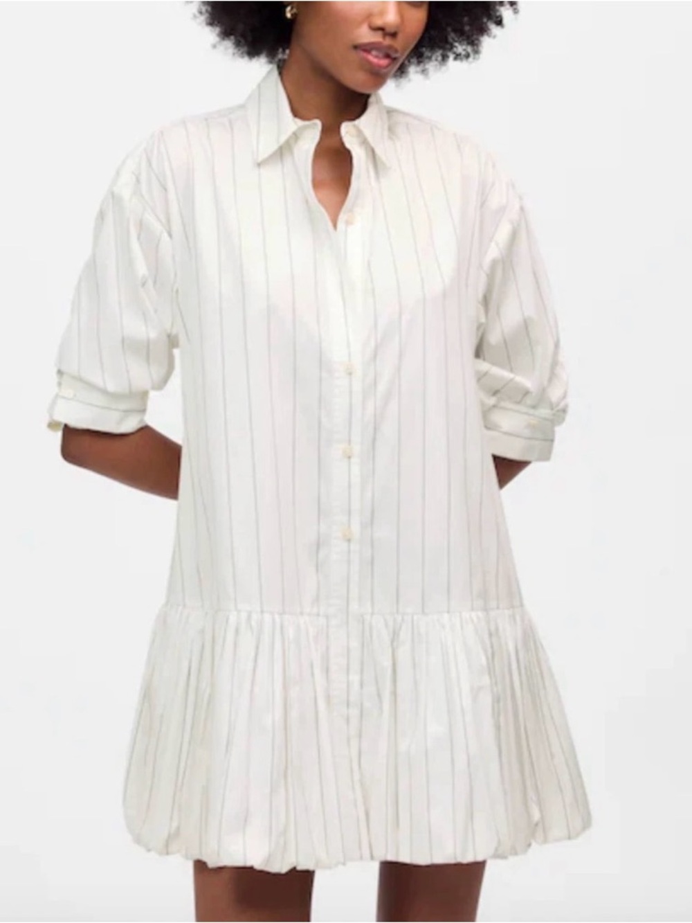 Madewell Striped White Shirt Dress with Ruffle Hem size 6